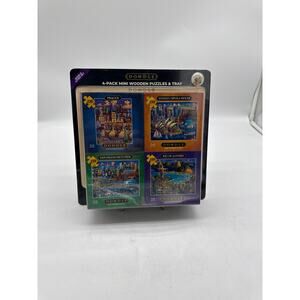 DOWDLE 4-Pack 250 Piece Mini Wooden Puzzles Tray World Cities SEALED NEW!
